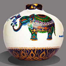Hand Painted Royal Elephant Terracotta Vase - Ankansala