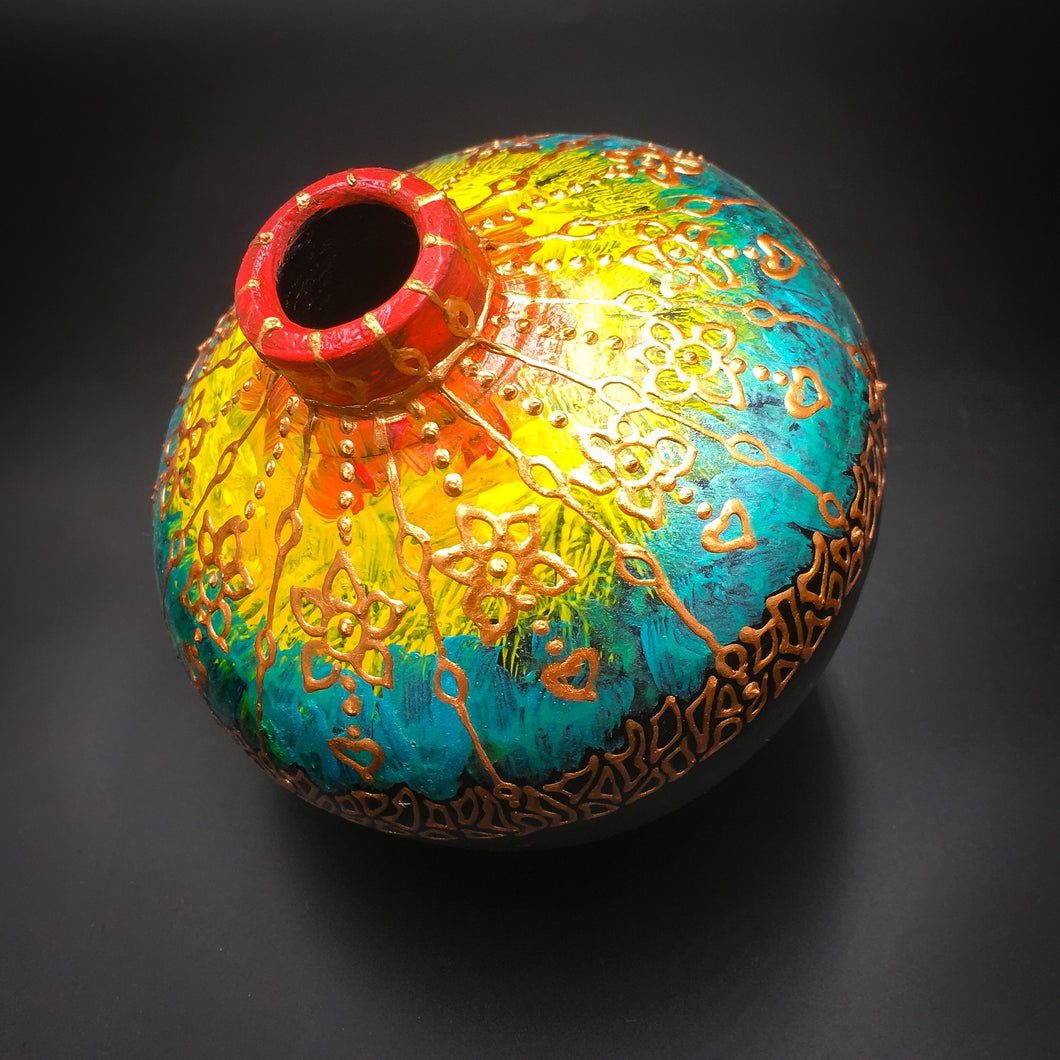 Hand Painted Rainbow Terracotta Vase - Ankansala