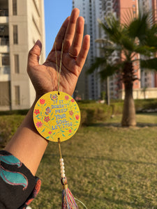 "Let It Go" Hand-Painted Wooden Hanging | Inspirational Car Mirror Charm | Boho Wall & Bag Accessory - Ankansala