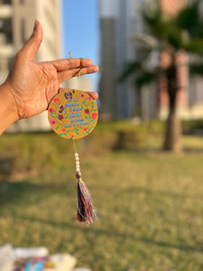 "Let It Go" Hand-Painted Wooden Hanging | Inspirational Car Mirror Charm | Boho Wall & Bag Accessory - Ankansala