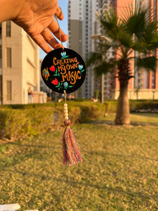 Creating My Own Magic Hand-Painted Wooden Hanging | Motivational Car Mirror Charm | Boho Wall & Bag Accessory - Ankansala