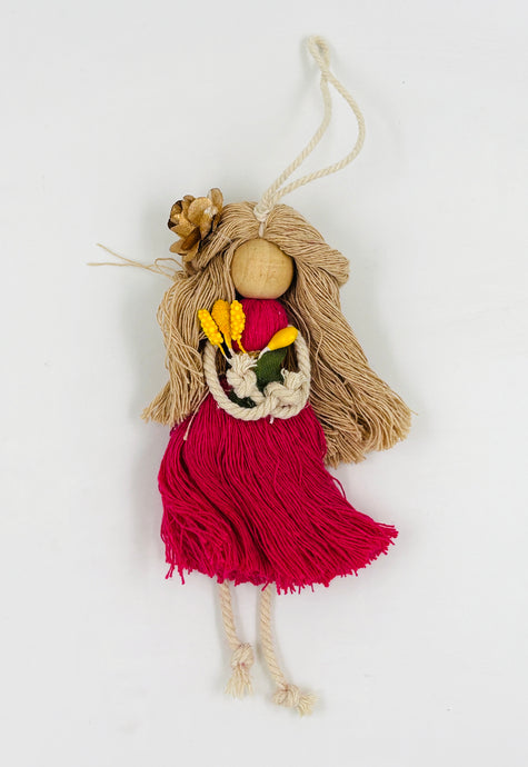 Whimsy Woven Doll – Handmade Macrame Charm for Wall or Tote