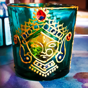 Durga Tea Light Glass Candle Holder 2 x 2.5 Inches - Ankansala