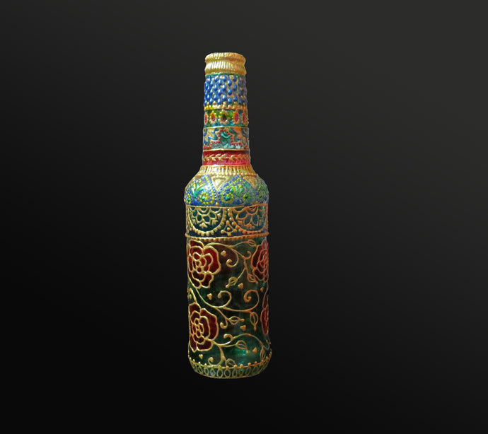 Rose in the Garden Hand Painted Decorative Bottle Vase - Ankansala