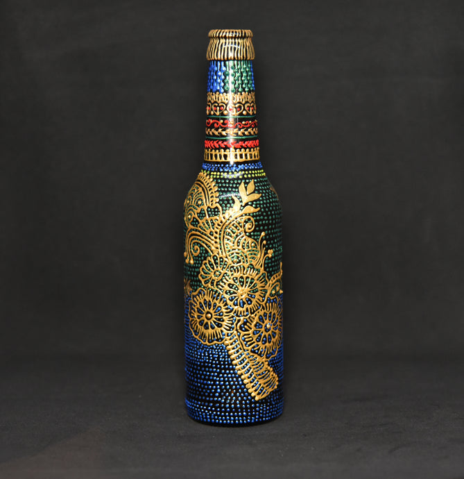 Golden Kalka Tree Hand Painted Decorative Bottle Vase - Ankansala