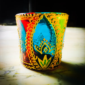 Rangoli 4 Tea Light Glass Candle Holder 2 x 2.5 Inches - Ankansala