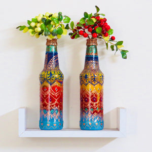 Rainbow Kalka Hand Painted Decorative Bottle Vase - Ankansala