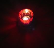 Red ava window Tea Light Glass Candle Holder 2 x 2.5 Inches - Ankansala