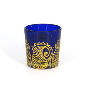 Golden Kalka 2  Tea Light Glass Candle Holder- 2 x 2.5 Inches - Ankansala