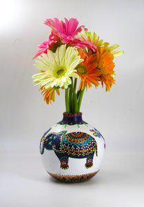 Hand Painted Royal Elephant Terracotta Vase - Ankansala