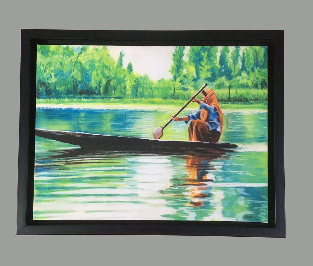 Lady in Boat Framed Wall Art - Ankansala
