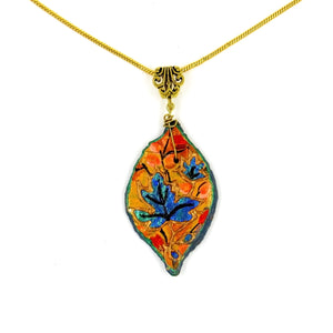 Handmade Pendant-Designer Clay Pendant- Autumn Leaf - Ankansala