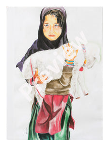 Girl with baby lamb- Fine Art Canvas Print- Wall Art - Ankansala