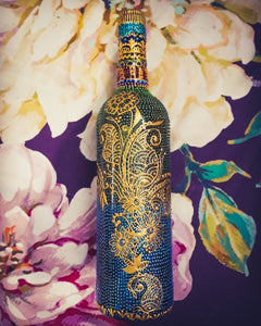 Golden Garden Hand Painted Decorative Bottle Vase - Ankansala