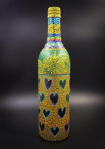 Golden Love Hand Painted Decorative Bottle Vase - Ankansala
