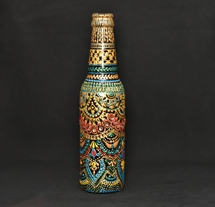 Ornamental Hand Painted Decorative Bottle Vase - Ankansala