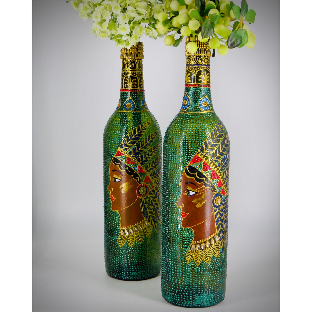 Tribal Beauty Hand Painted Decorative Bottle Vase - Ankansala
