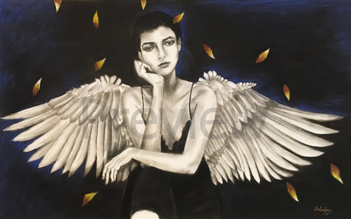 Pondering Angel-  Fine Art Canvas Print- Wall Art - Ankansala